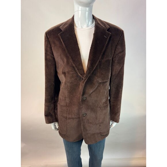 Neiman Marcus International Brown Corduroy Blazer Size 44 Regular Mens 100% Cott - Picture 11 of 16